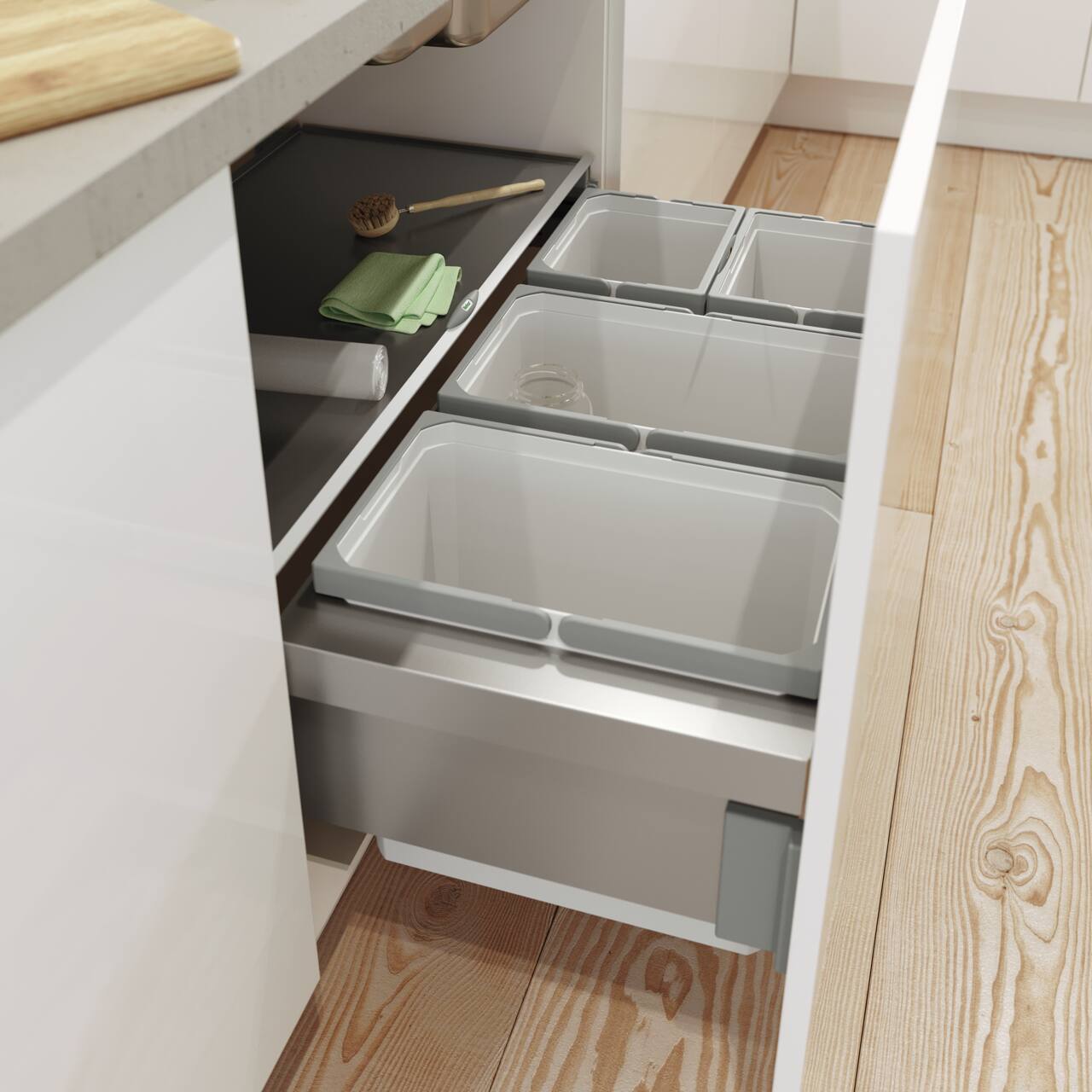 Naber Abfallsammler Cox Base 360 S/900-4 | 90 cm | Hellgrau | 4 Behälter