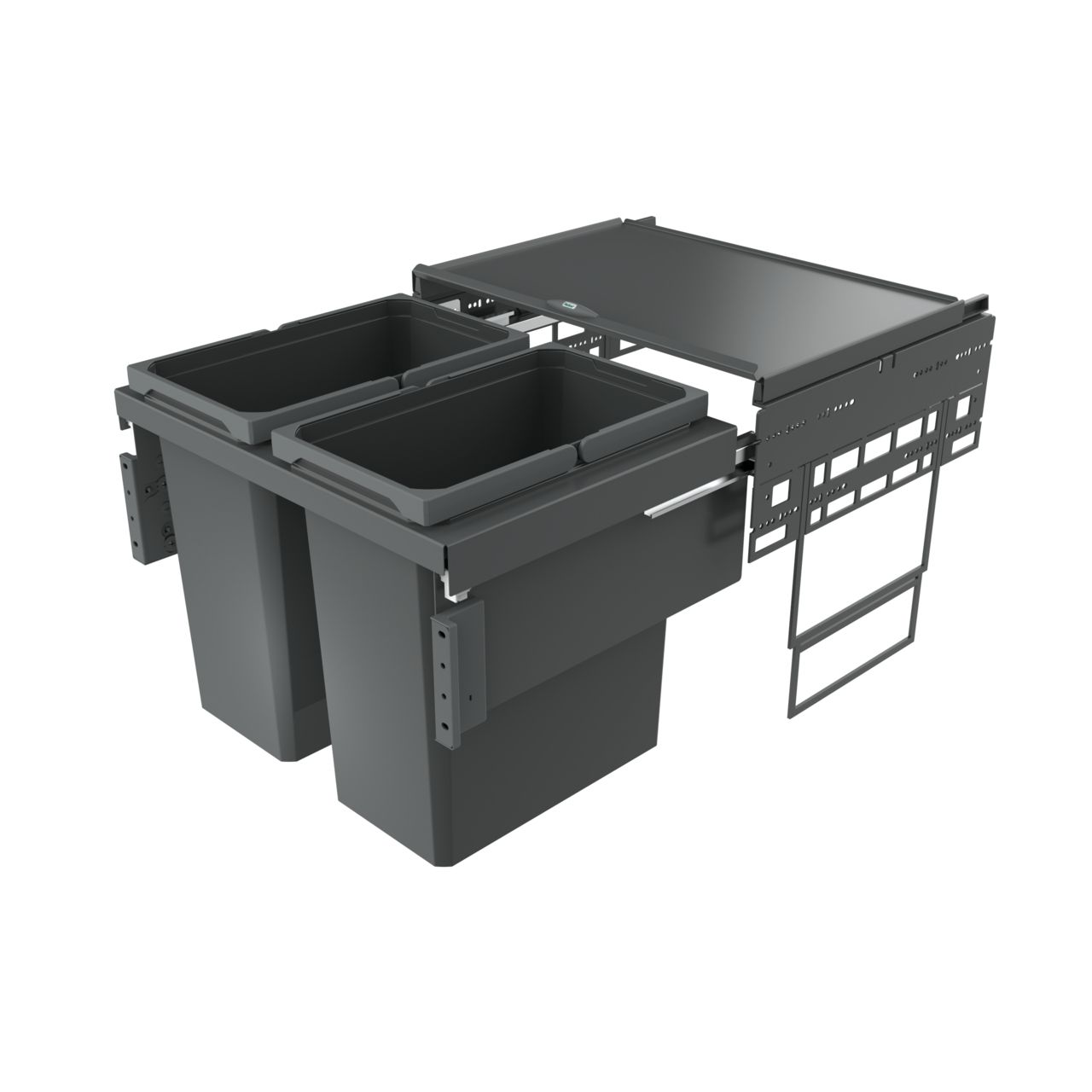 Naber Abfallsammler Cox Base 460 S/600-2 | 60 cm | Anthrazit | Mit Deckel | 2 Behälter