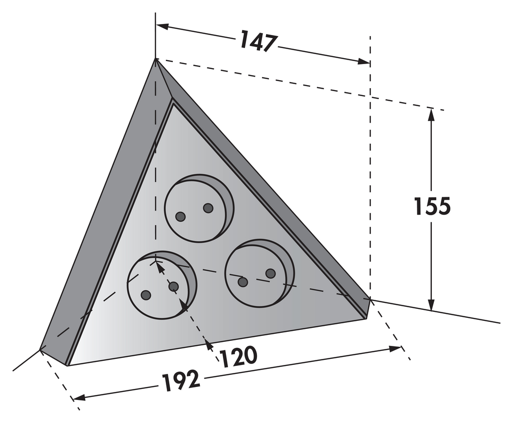 Naber Mira Dreieck | 3-fach Eck-Steckdose | Edelstahl (7053043)
