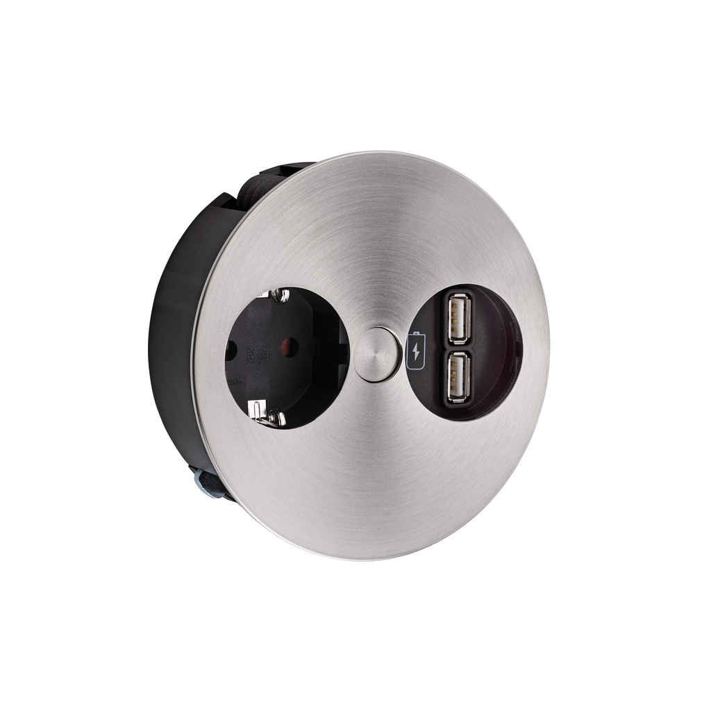 Naber Twist | 3-fach Einbau-Steckdose | Edelstahl | USB (7053170)