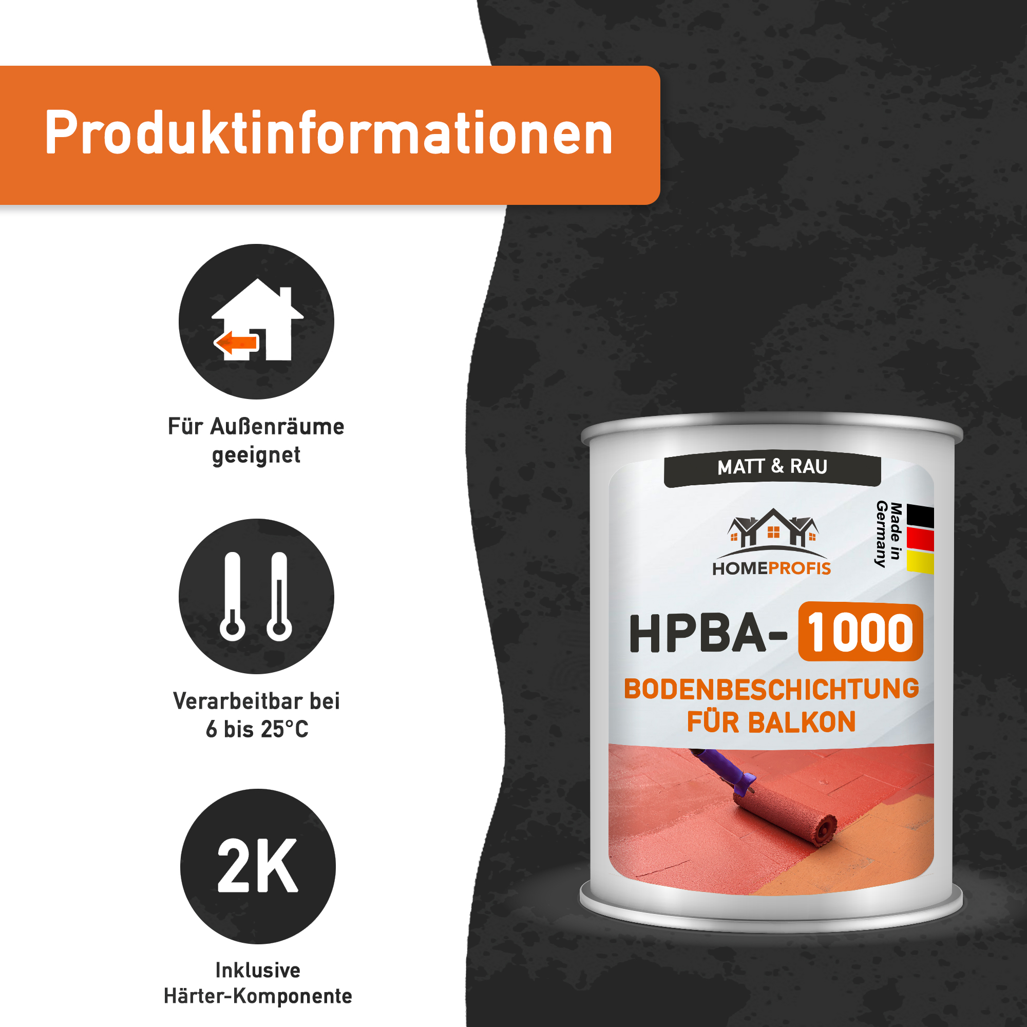 HPBA-1000 rutschfeste 2K Epoxidharz Bodenfarbe für Außen