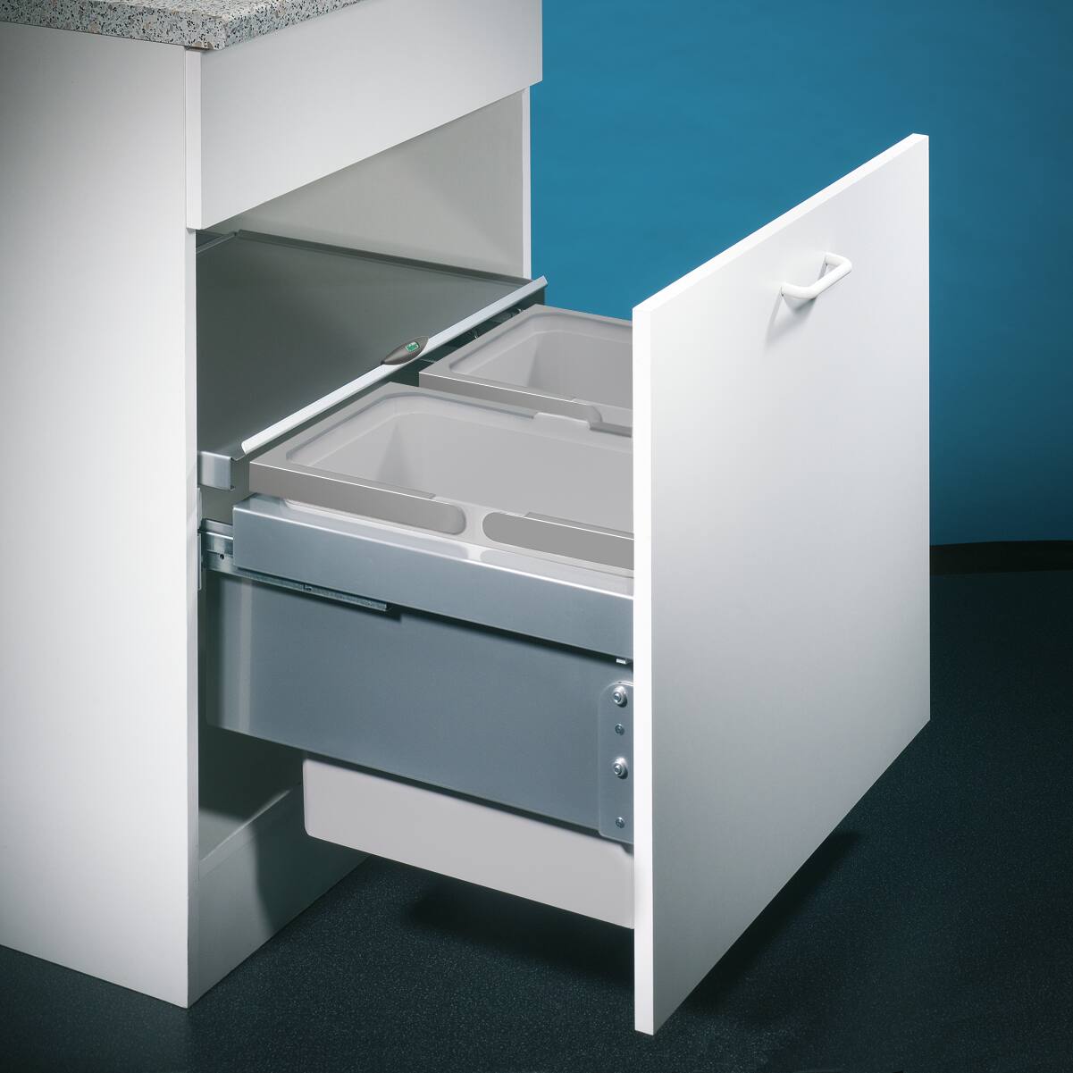 Naber Abfallsammler Cox Base 360 S/600-2 | 60 cm | Hellgrau | Mit Deckel | 2 Behälter