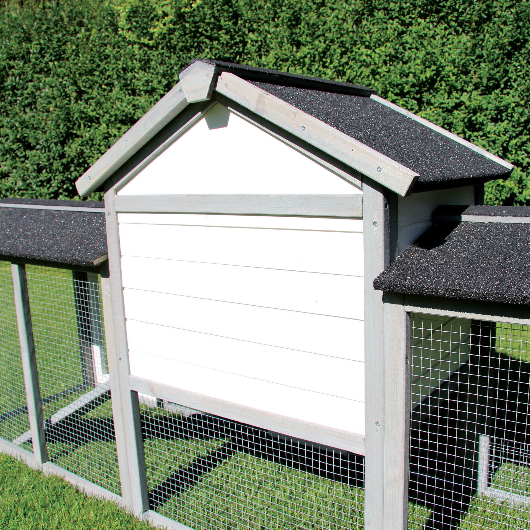 Hasenstall / Kaninchenstall "Picasso“ - Kleintierstall in Grau / Weiß