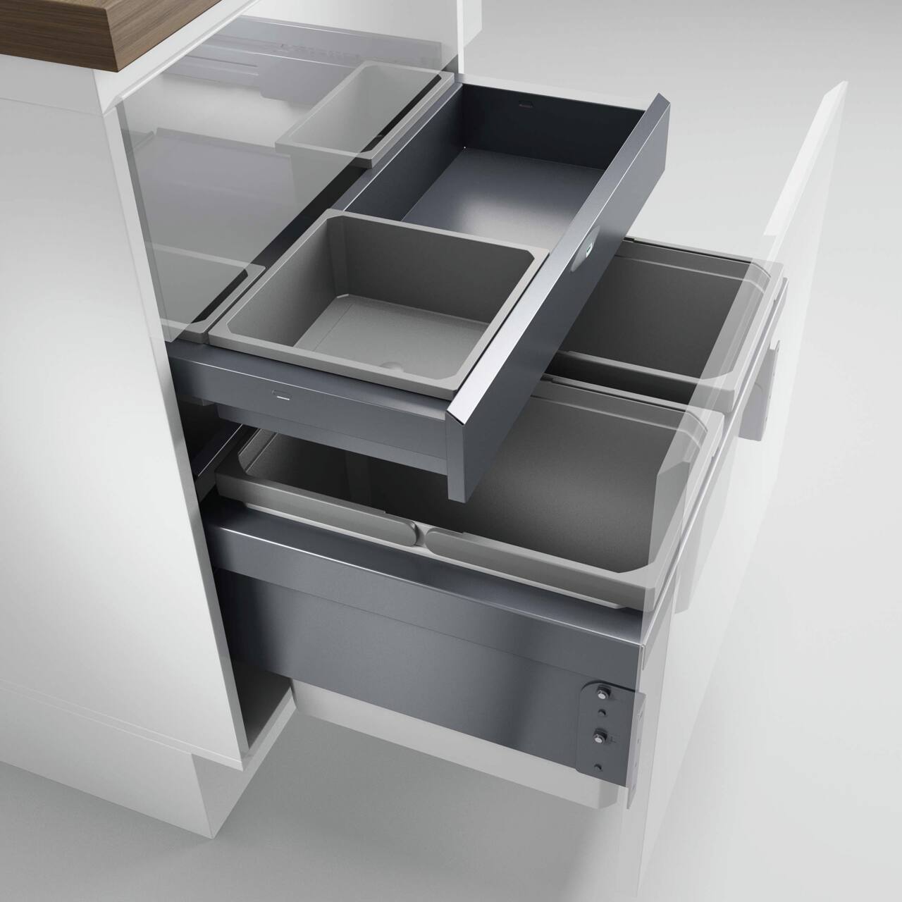 Naber Abfallsammler Cox Base 360 S/600-2 mit Base-Board | 60 cm | Hellgrau | Mit Deckel | 2 Behälter