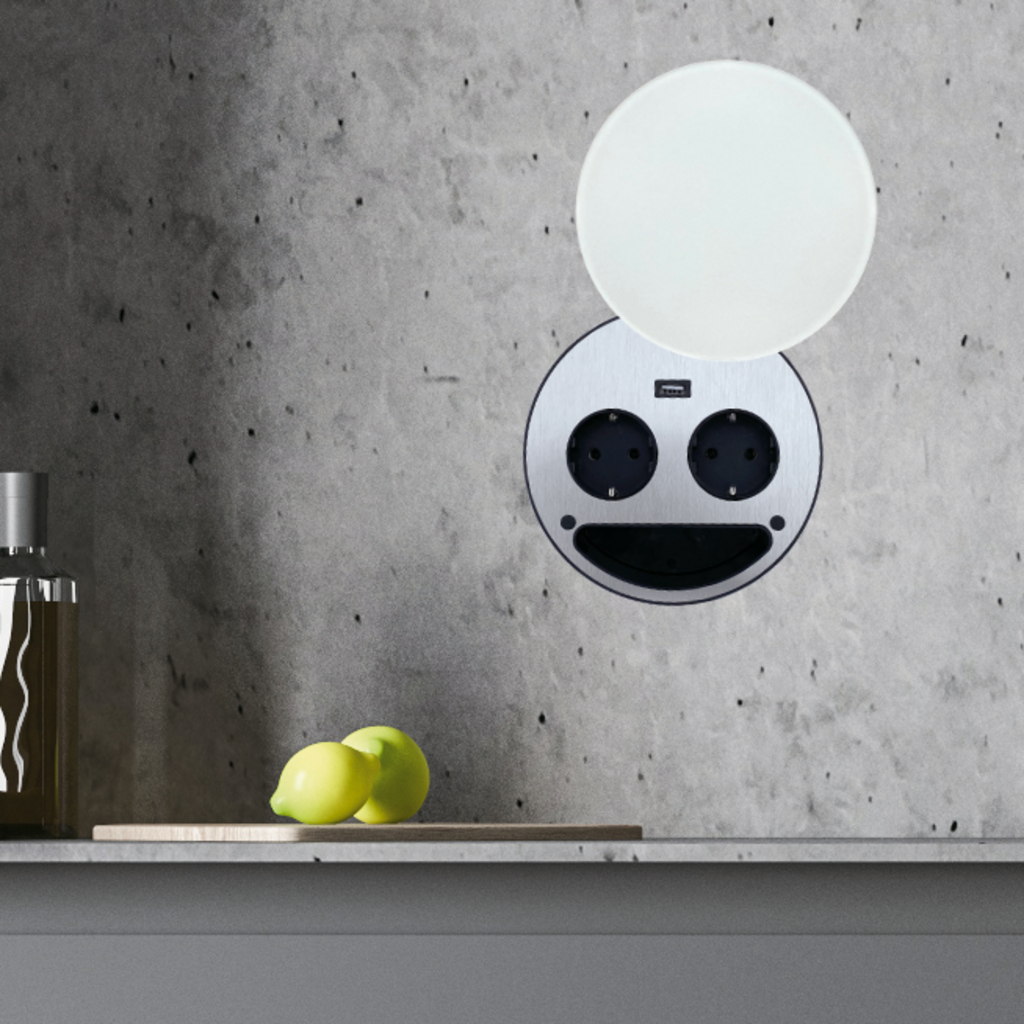 Naber Smile | 3-fach Einbau-Steckdose | Edelstahl | USB (7053147)