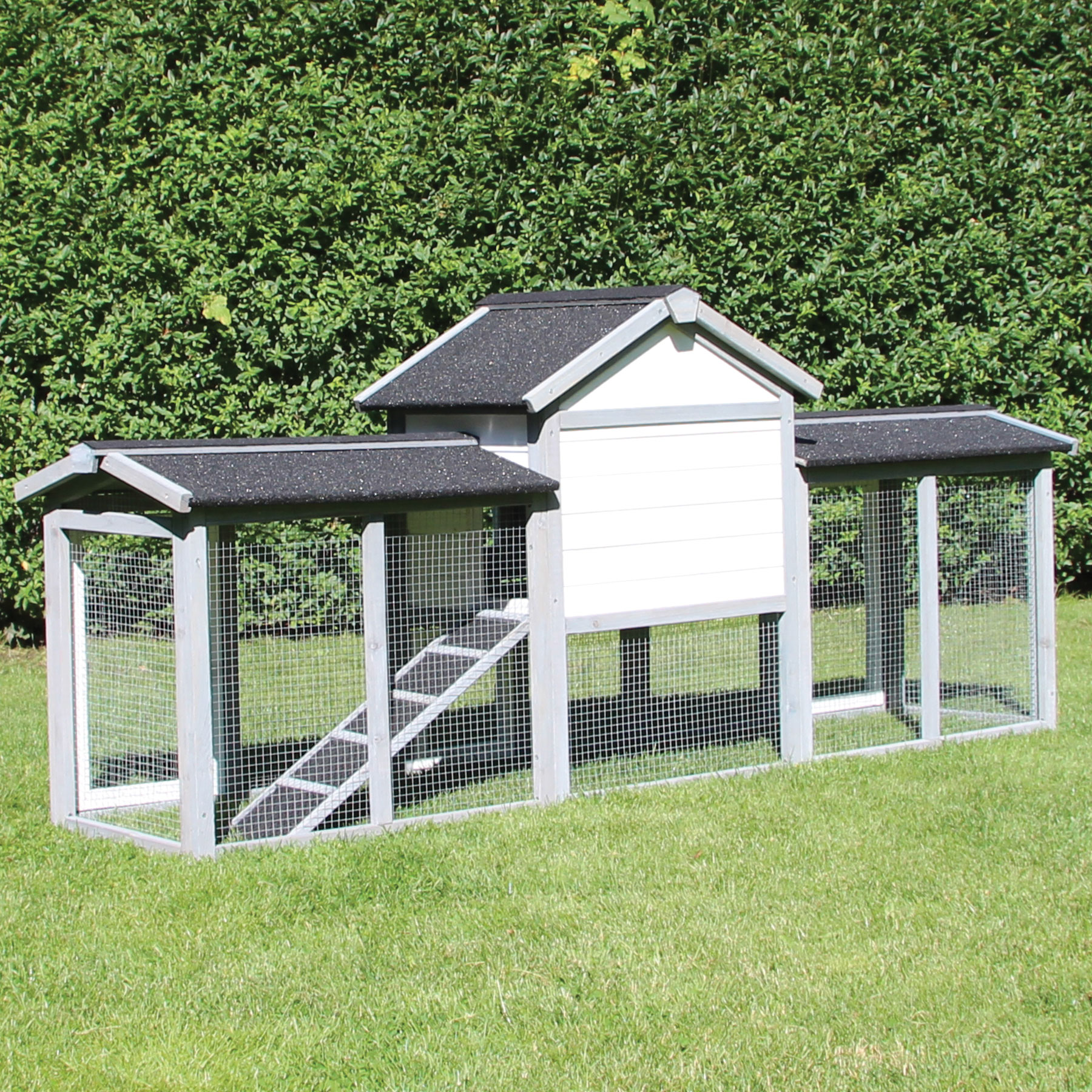 Hasenstall / Kaninchenstall "Picasso“ - Kleintierstall in Grau / Weiß