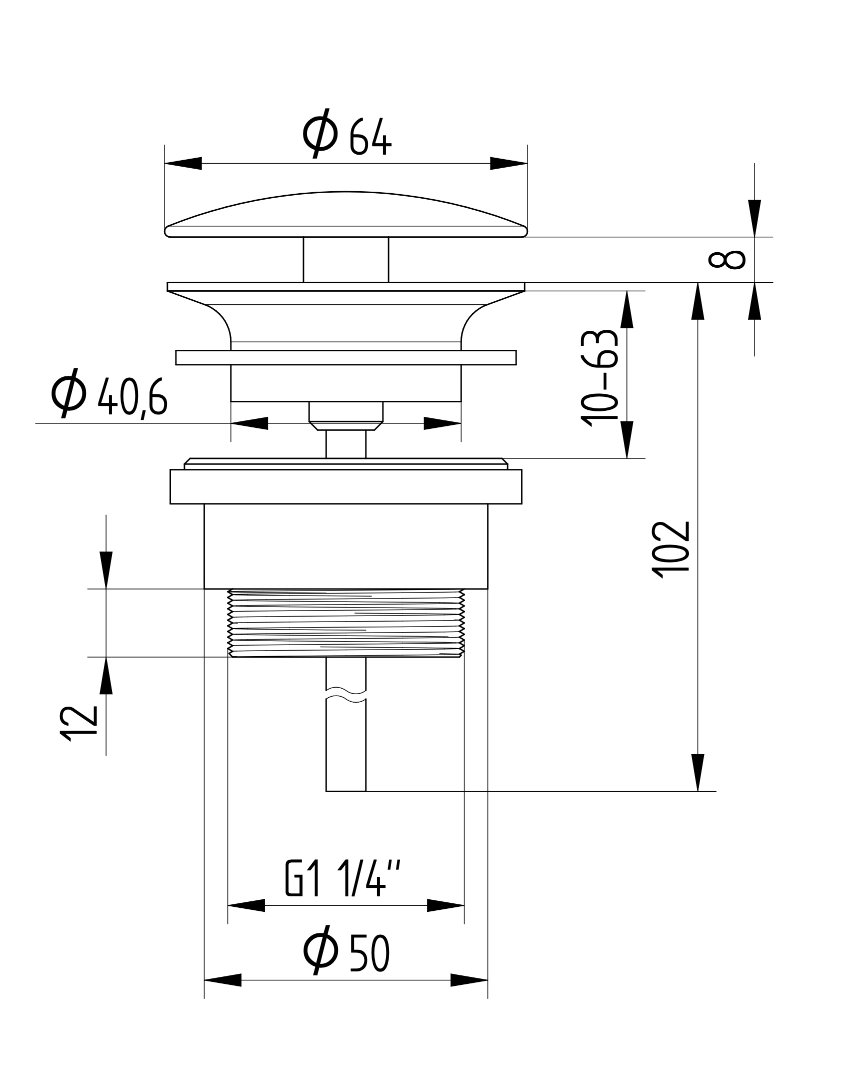 Avenraius Design-Schaftventil 1 ¼" rund ohne Verschluss, Ø 64 mm (900 4201 010)
