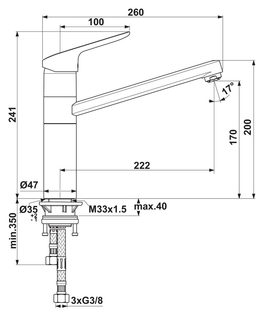 Ideal Standard Ceraflex 3 | Küchenarmatur | Niederdruck | Chrom (5024165)