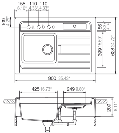SCHOCK Cristadur Grando M-100 Modul Granit Küchenspüle