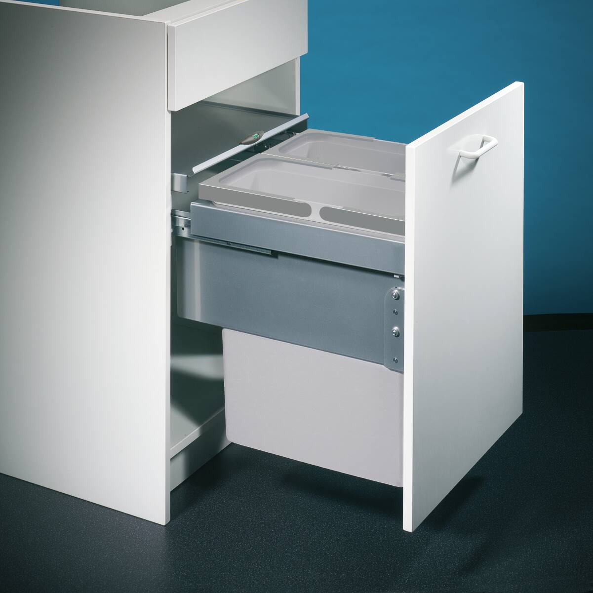 Naber Abfallsammler Cox Base 460 S/450-2 | 45 cm | Hellgrau | Mit Deckel | 2 Behälter