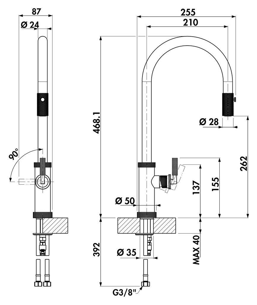 Armate Linea Urban | Küchenarmatur | Hochdruck | Messing (natürlich) (5011281)