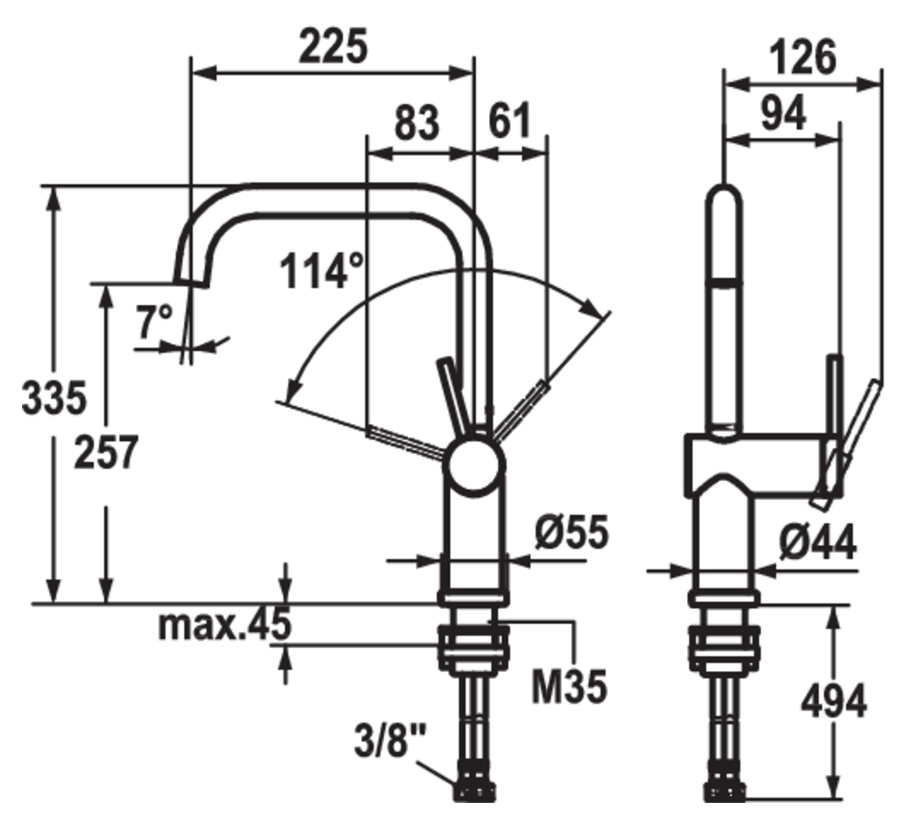 KWC Livello 4E | Fensterarmatur | Küchenarmatur | Hochdruck | Edelstahl (5022177)