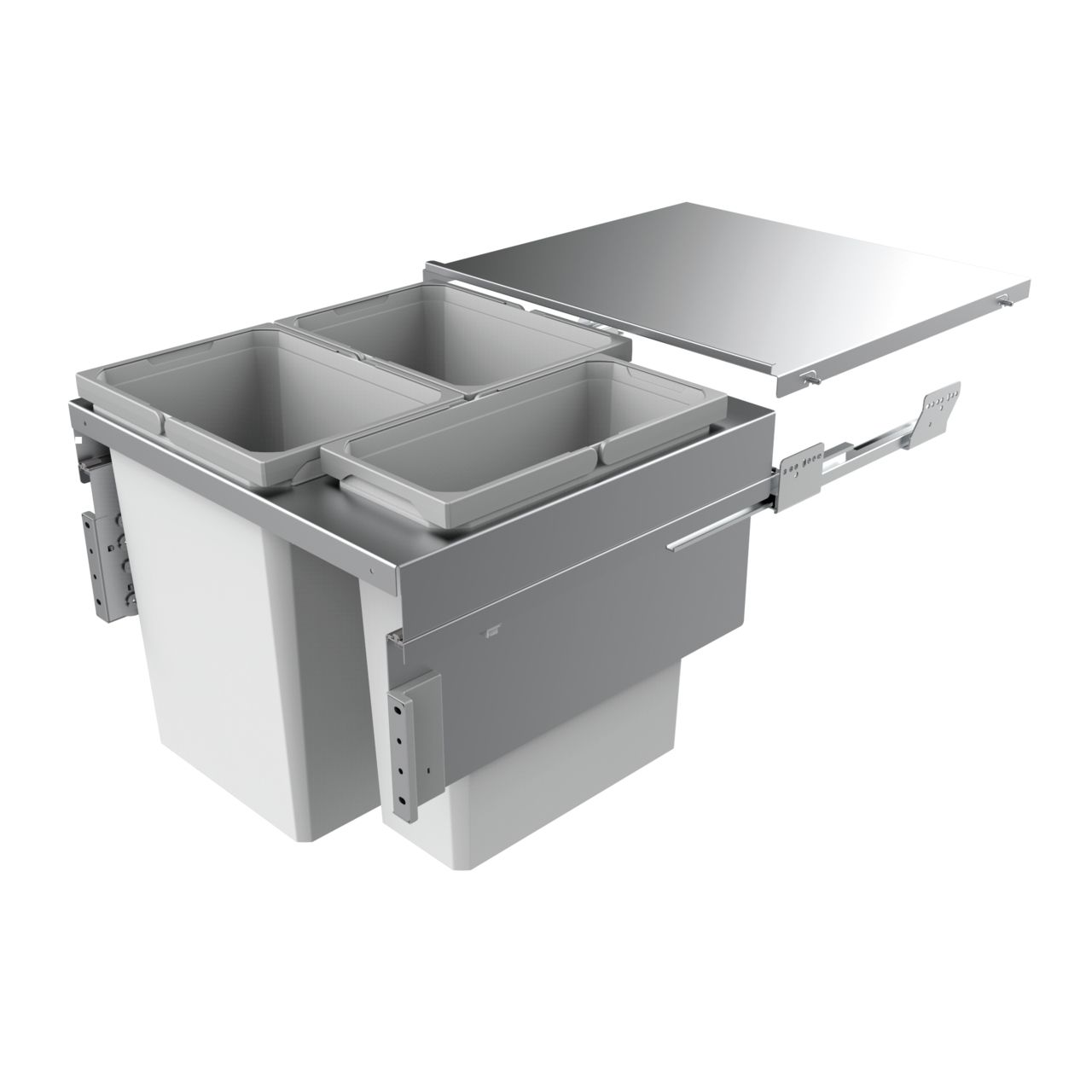 Naber Abfallsammler Cox Clan 490/600-3 | 60 cm | Hellgrau | Mit Deckel | 3 Behälter