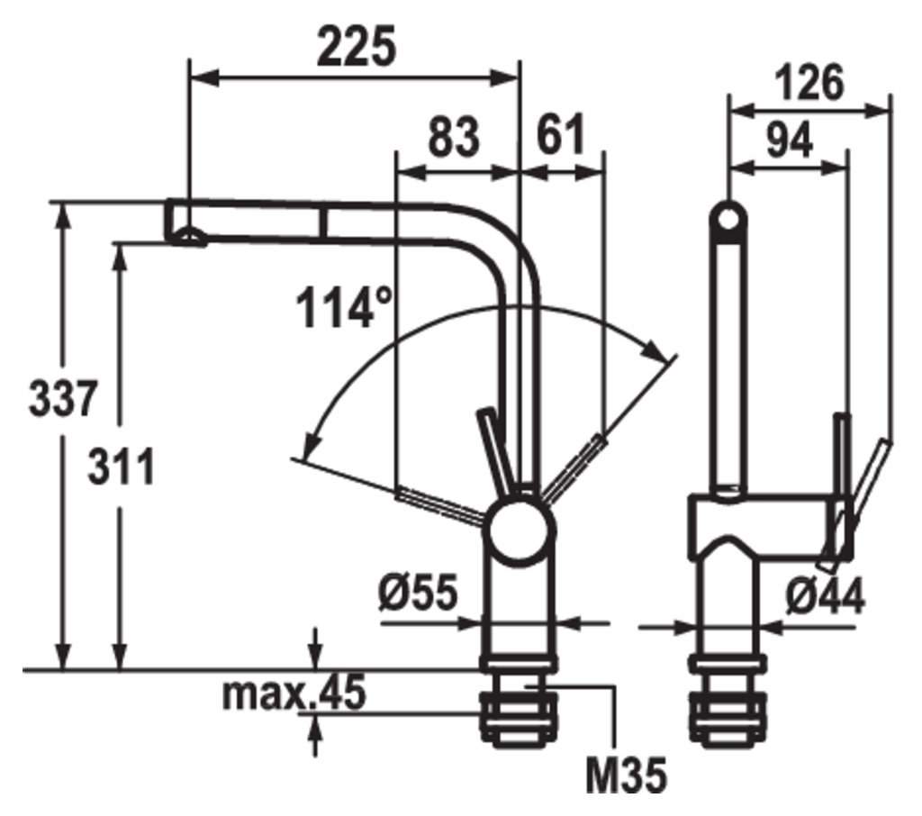 KWC Livello 5E | Fensterarmatur | Küchenarmatur | Hochdruck | Edelstahl (5022178)