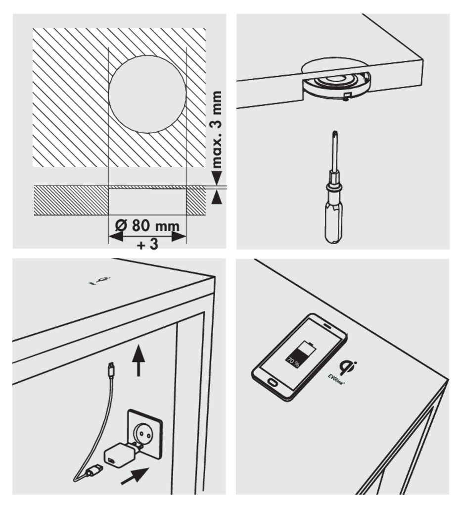 Naber Evoline Qi Induktiv | 1-fach Einbau-Steckdose | Kunststoff (8031175)