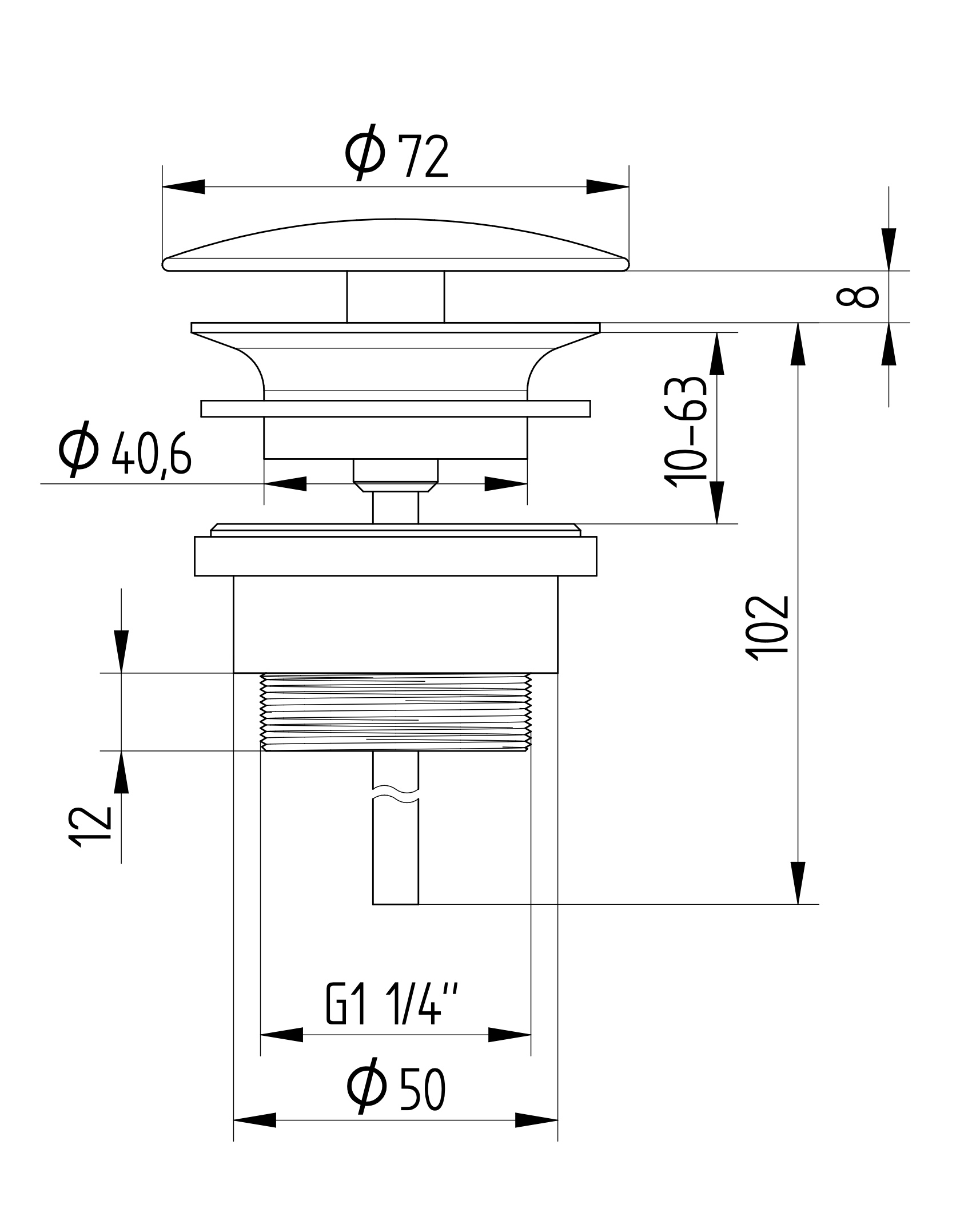 Avenraius Design-Schaftventil 1 ¼" rund ohne Verschluss, Ø 72 mm (900 4203 010)