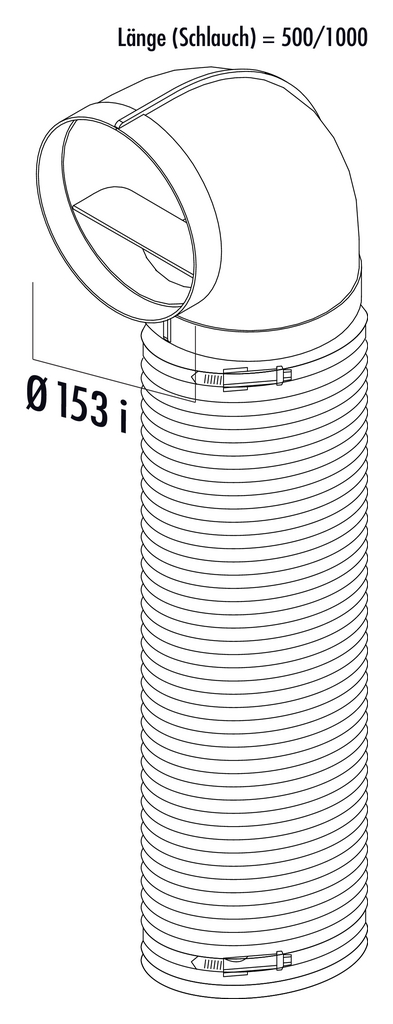 Naber R-URX flow 150 Umlenkstück 90° mit Flexkanal 1000 mm (4052021)