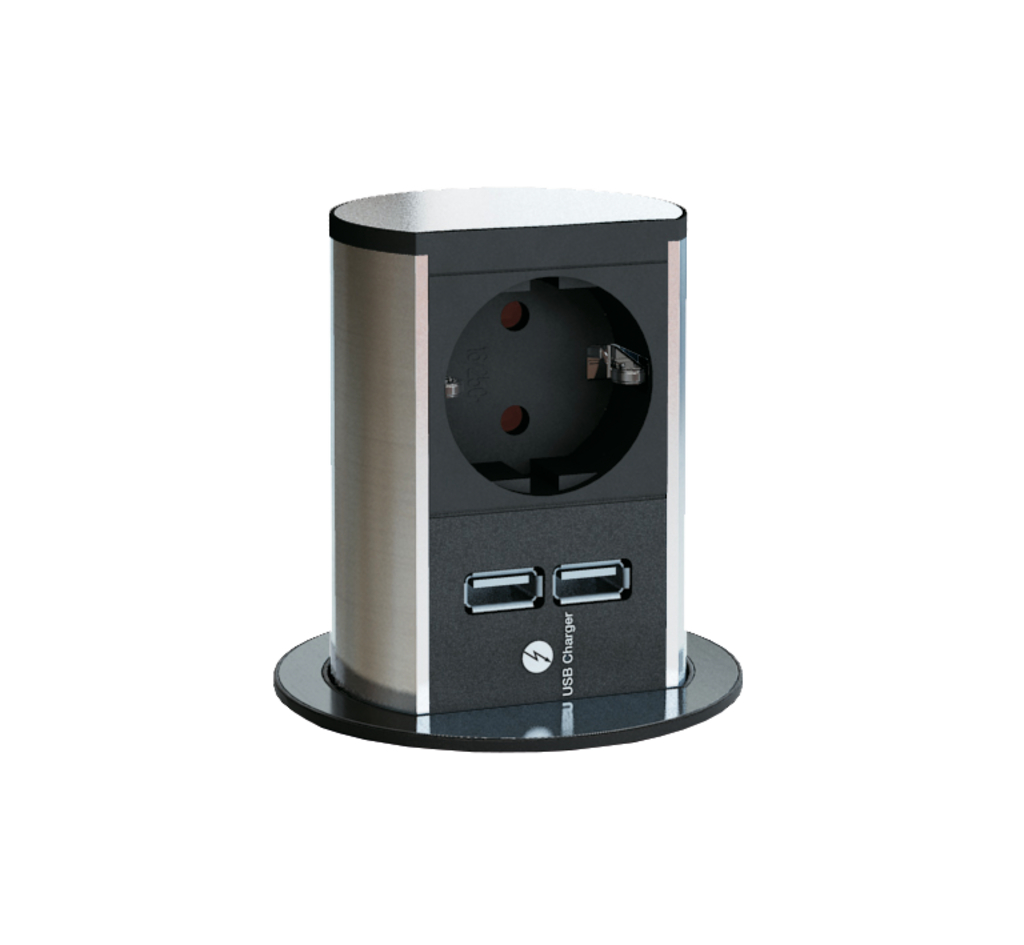 Naber Elevator | 3-fach Einbau-Steckdose | Aluminium | USB (7053066)