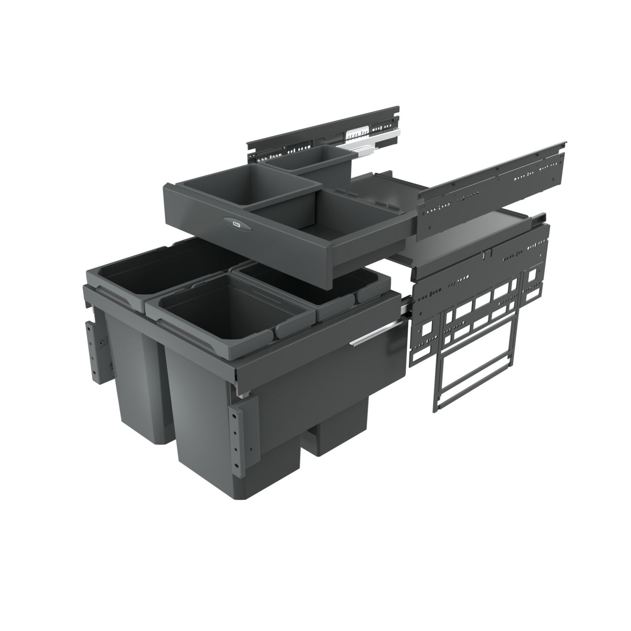 Naber Abfallsammler Cox Base 360 S/500-3 mit Base-Board | 50 cm | Anthrazit | 2 Behälter