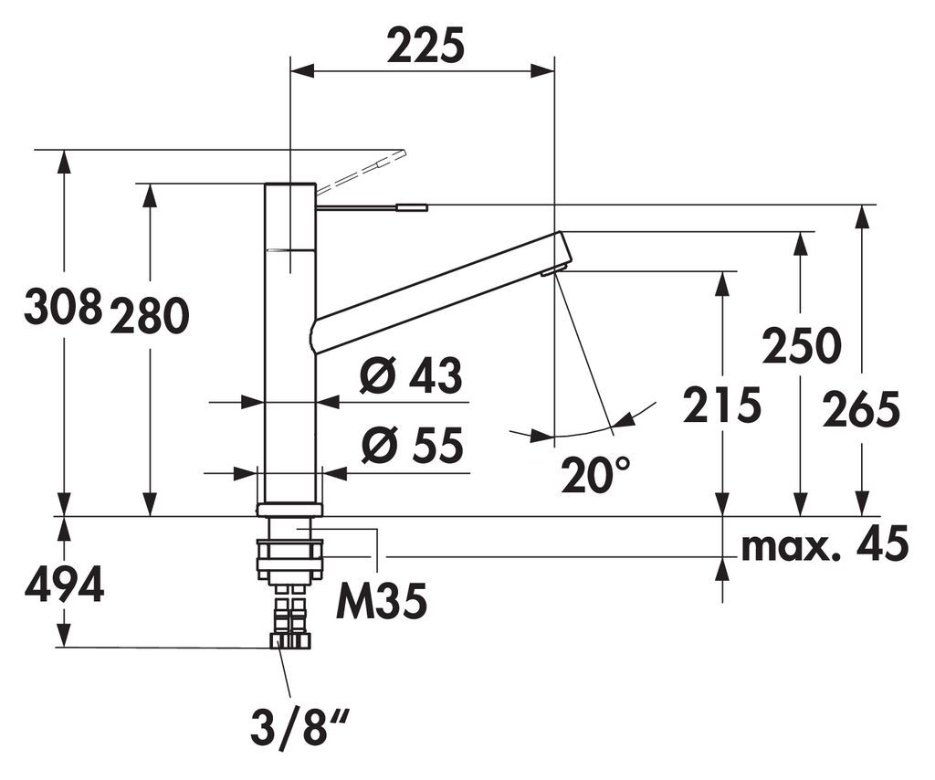 KWC Ono 6 | Fensterarmatur | Küchenarmatur | Hochdruck | Edelstahl (5022316)