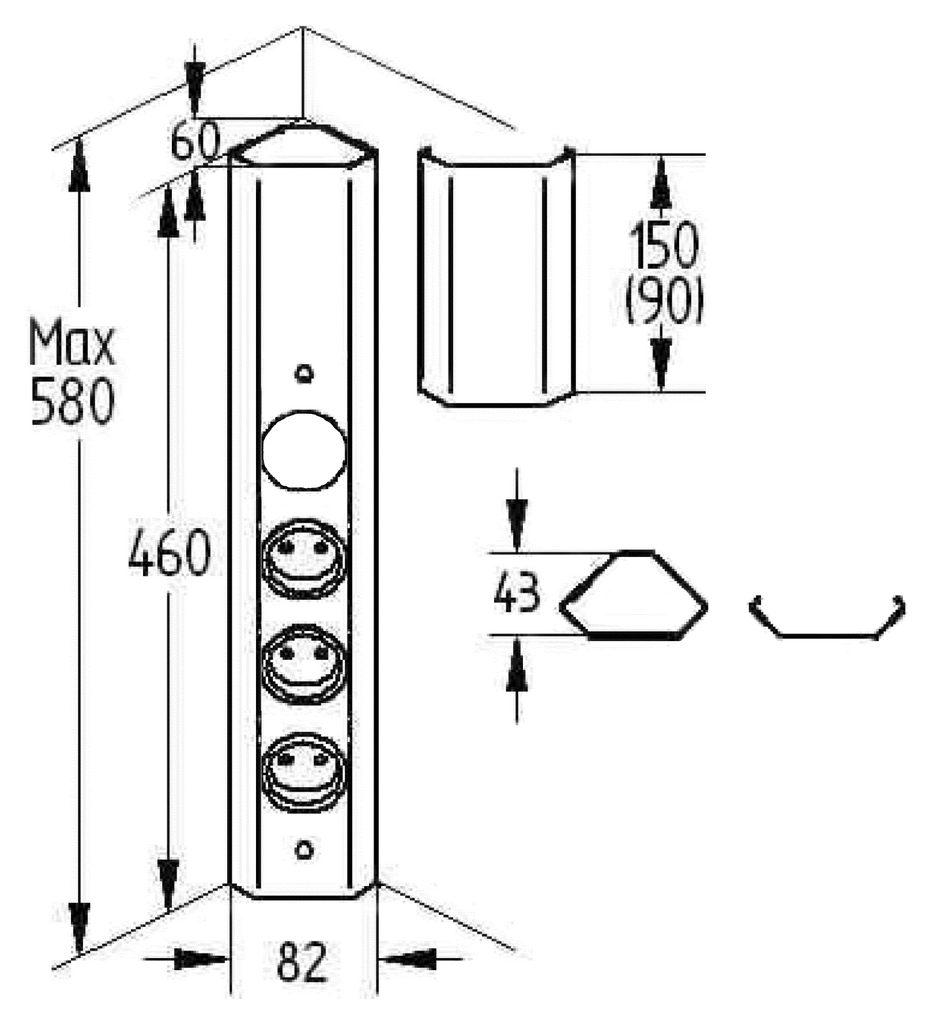 Naber Mira Eck small S | 4-fach Eck-Steckdose | Edelstahl (7053238)