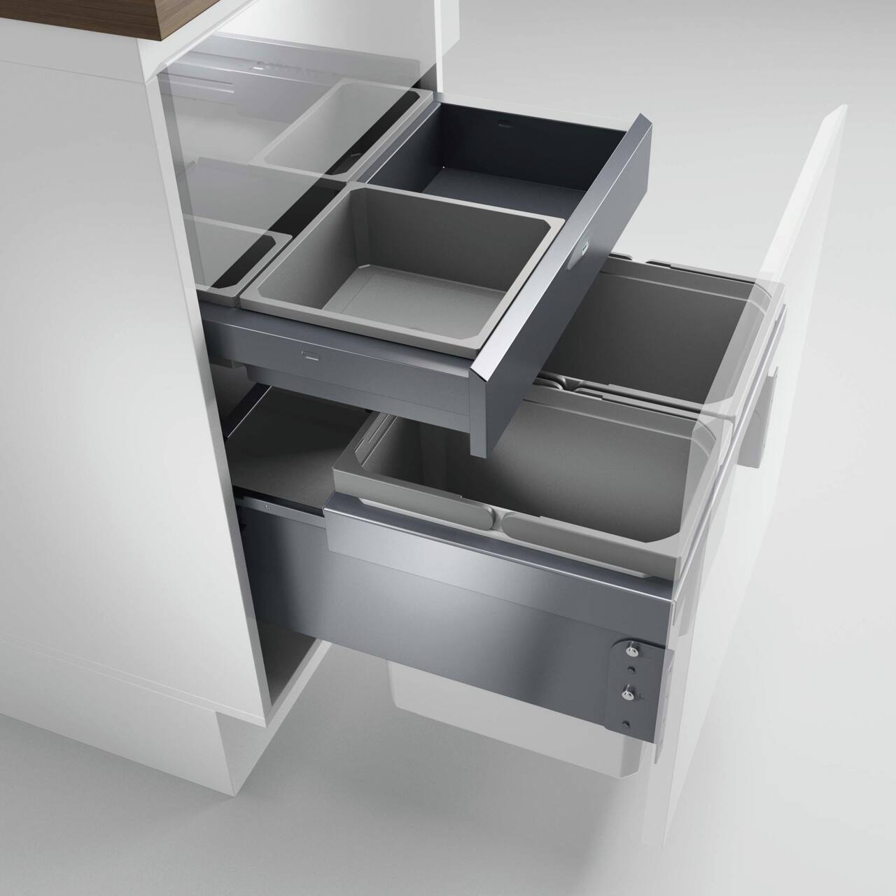 Naber Abfallsammler Cox Base 360 K/500-2 mit Base-Board | 50 cm | Hellgrau | 2 Behälter