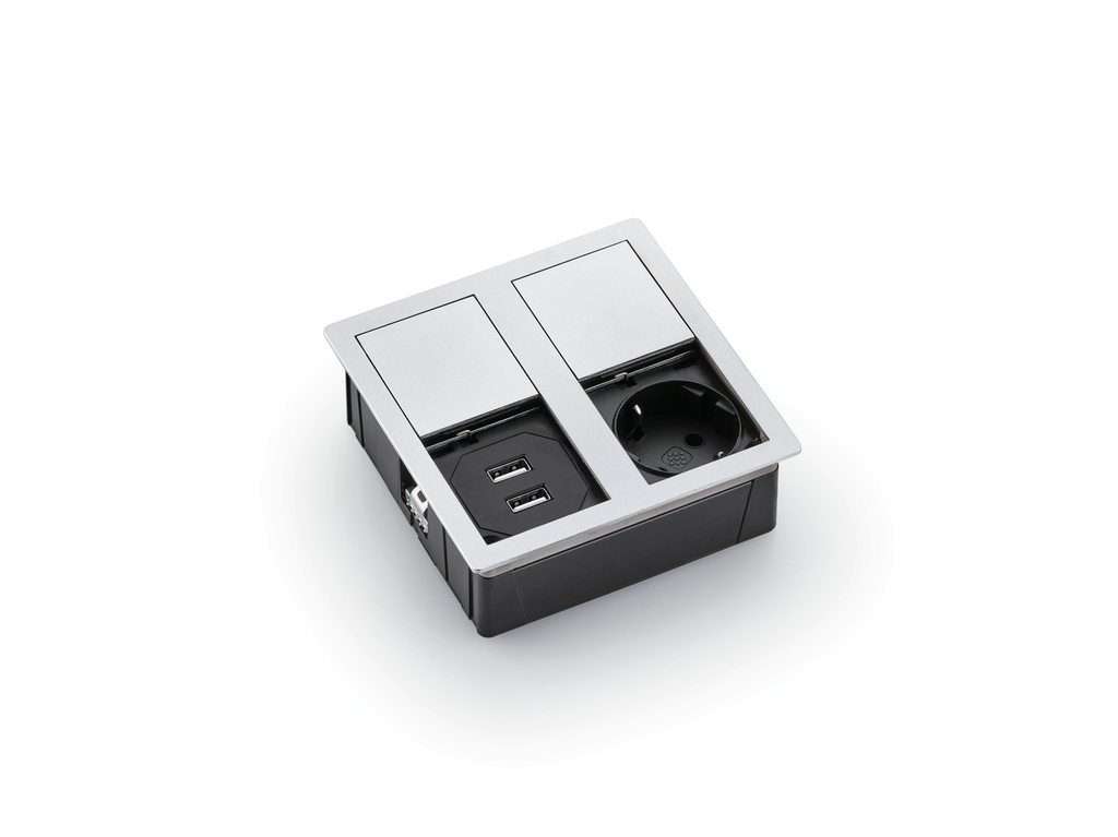 Naber Plaza 2 | 3-fach Einbau-Steckdose | Edelstahl | USB (7053162)