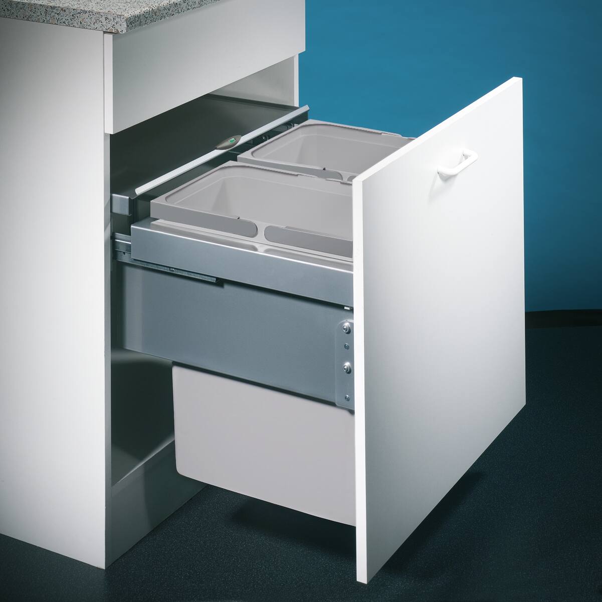 Naber Abfallsammler Cox Base 460 S/600-2 | 60 cm | Hellgrau | Mit Deckel | 2 Behälter