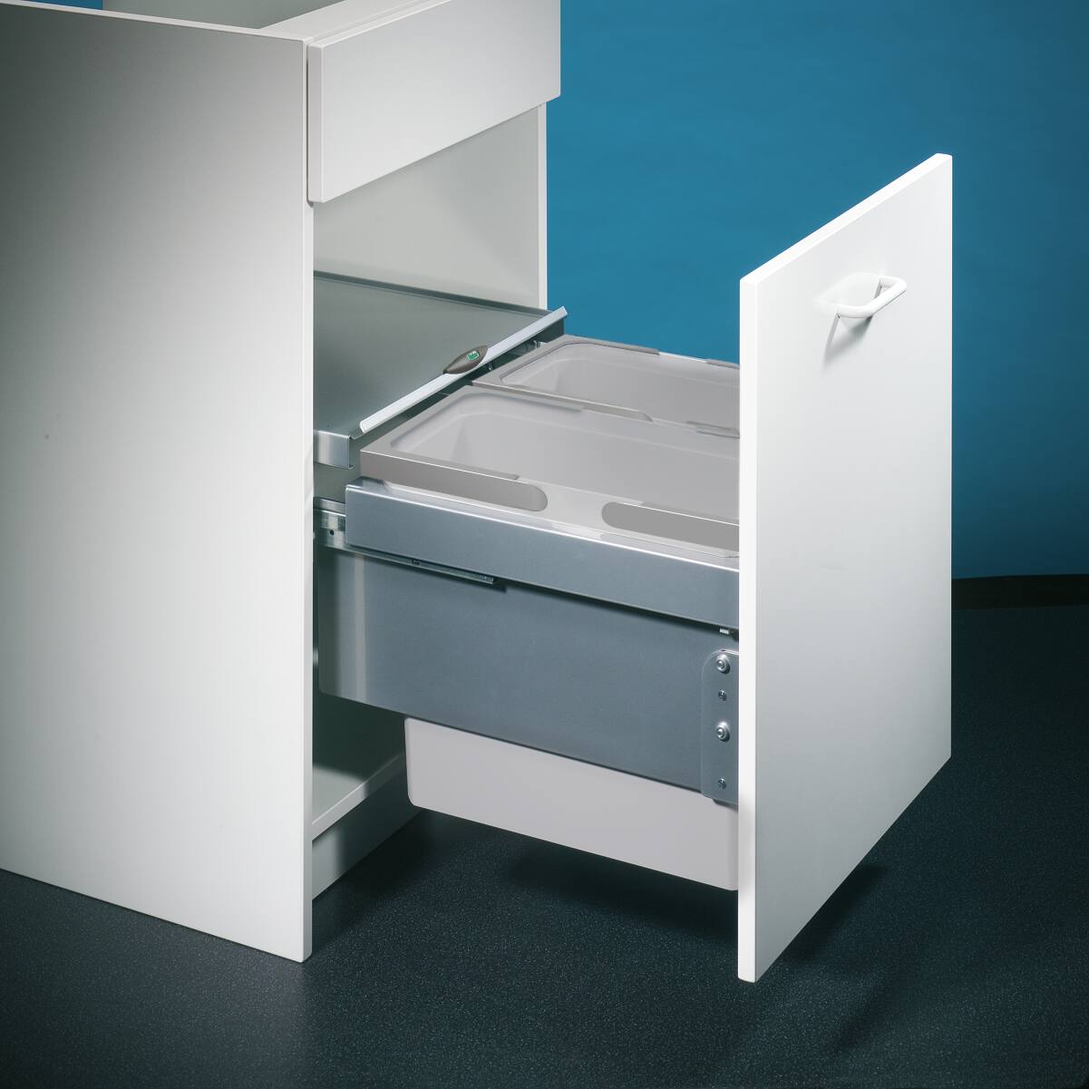 Naber Abfallsammler Cox Base 360 S/450-2 | 45 cm | Hellgrau | Mit Deckel | 2 Behälter