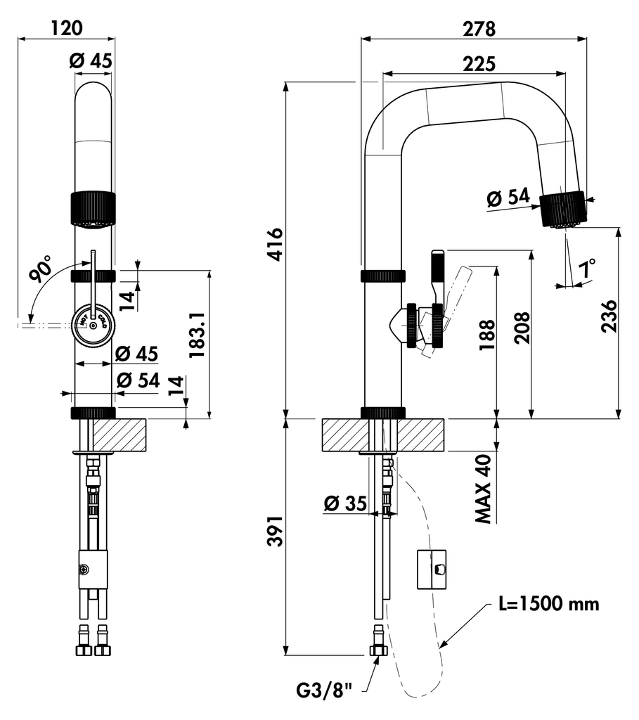 Armate Linea Raw | Küchenarmatur | Hochdruck | Graphit (5011275)