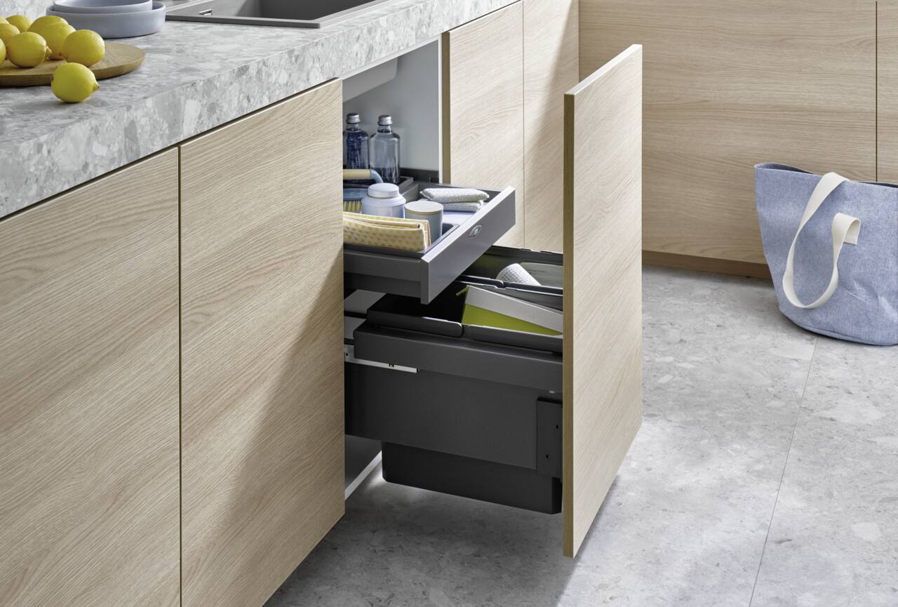 Naber Abfallsammler Cox Base 360 S/600-2 mit Base-Board | 60 cm | Anthrazit | Mit Deckel | 2 Behälter