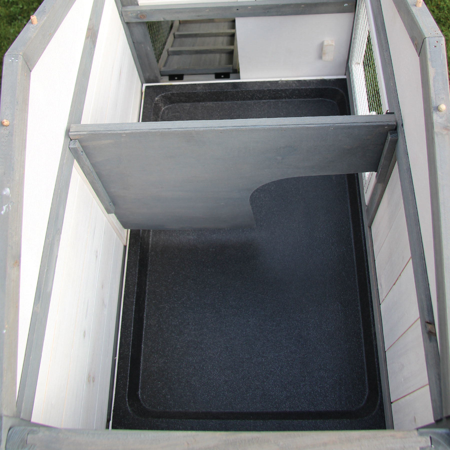 Hasenstall / Kaninchenstall "Klopfer“ - Kleintierstall in Grau / Weiß