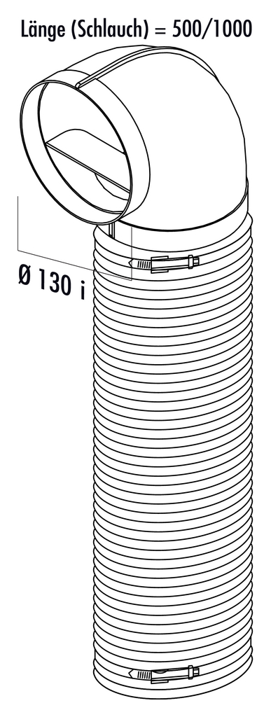 Naber R-URX flow 125 Umlenkstück 90° mit Flexkanal 500 mm (4052018)