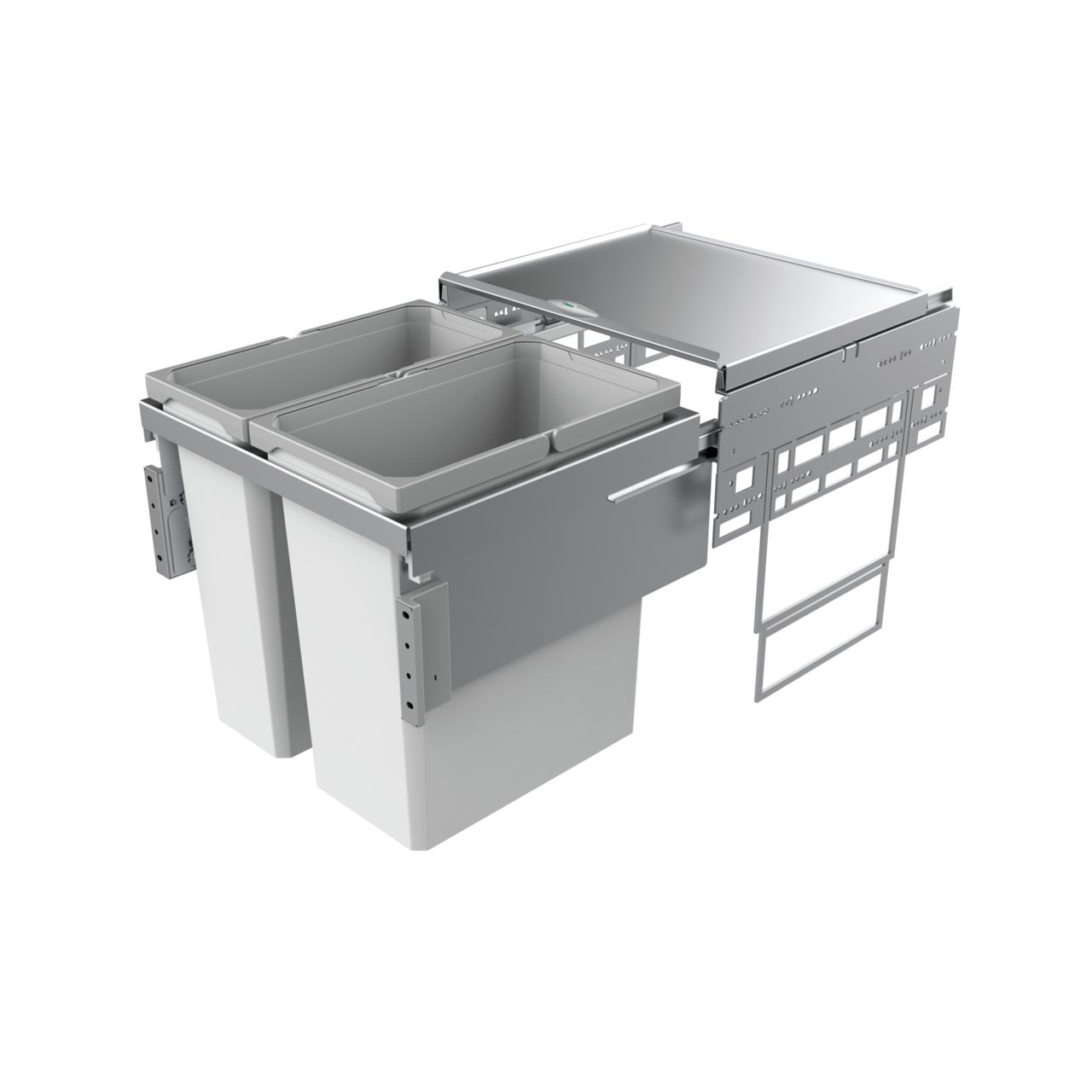 Naber Abfallsammler Cox Base 460 S/500-2 | 50 cm | Hellgrau | Mit Deckel | 2 Behälter