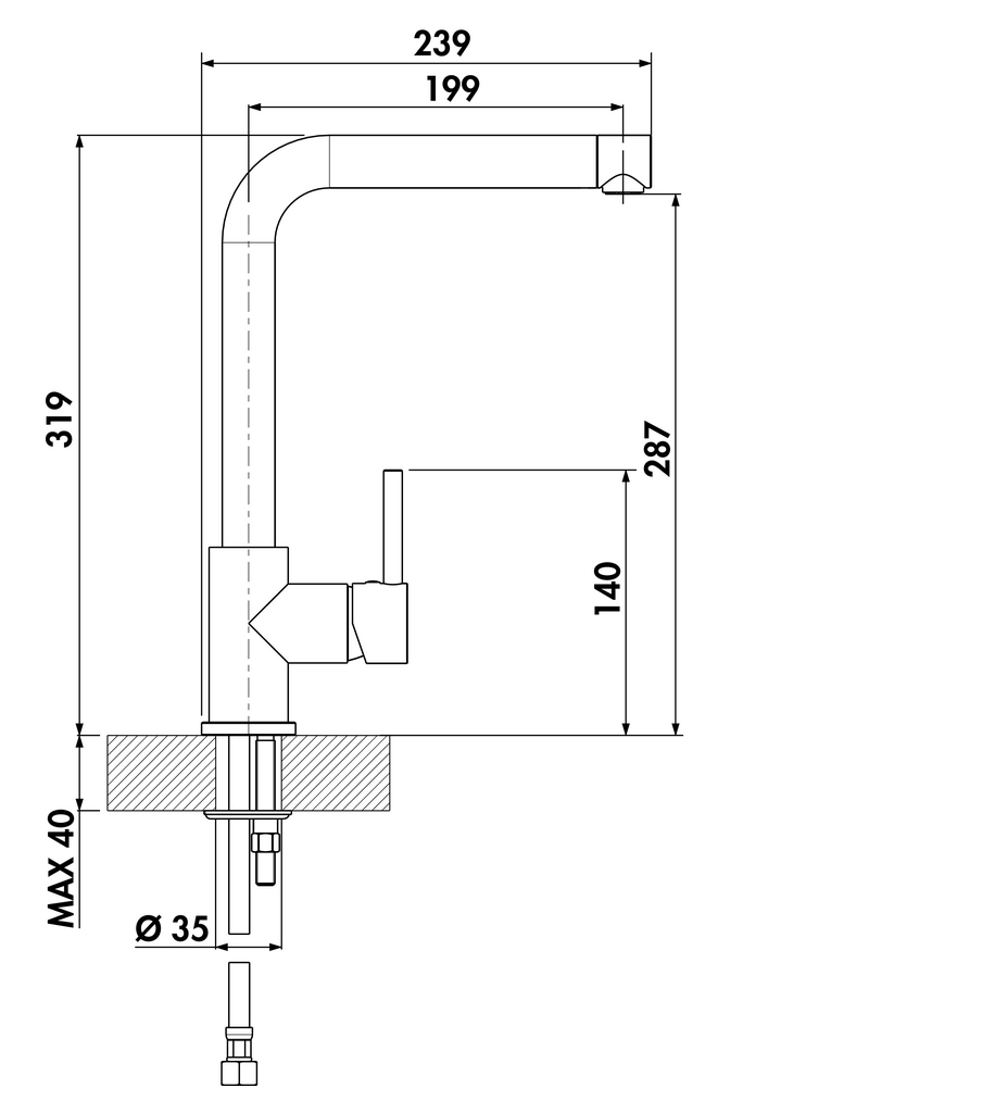 Armate Linea Arco 1 | Küchenarmatur | Niederdruck | Schwarz matt (5011259)