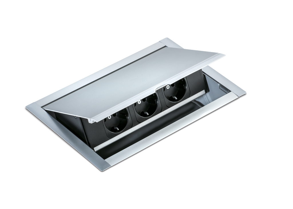 Naber PowerFit K eloxiert | 3-fach Einbau-Steckdose | Aluminium (9015032)