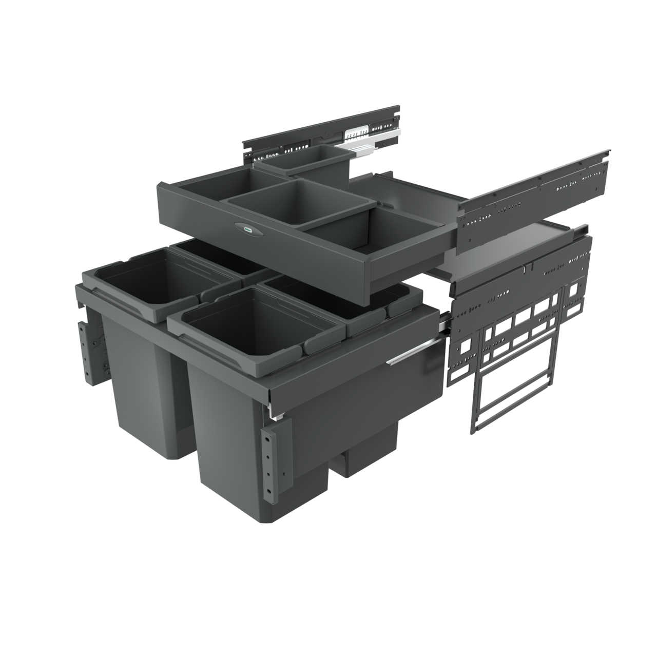 Naber Abfallsammler Cox Base 360 S/600-4 mit Base-Board | 60 cm | Anthrazit | 4 Behälter