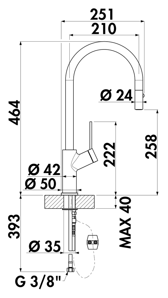 Armate Linea Mio 2 | Küchenarmatur | Hochdruck | Edelstahlfinish (5011307)