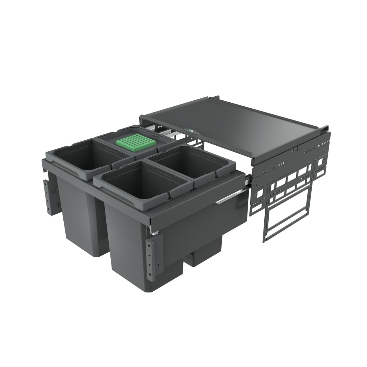 Naber Abfallsammler Cox Base 360 S/600-4 | 60 cm | Anthrazit | Mit Deckel | 4 Behälter