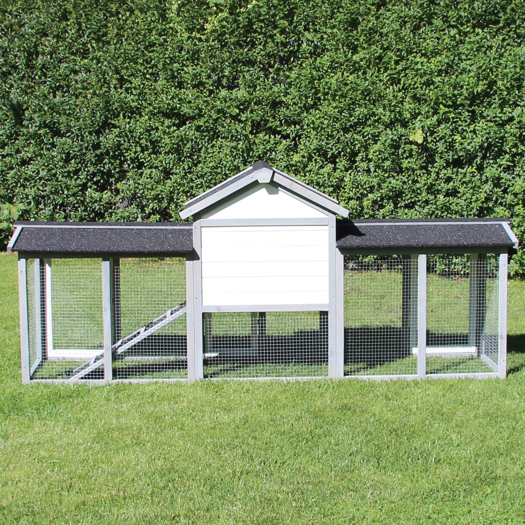 Hasenstall / Kaninchenstall "Picasso“ - Kleintierstall in Grau / Weiß