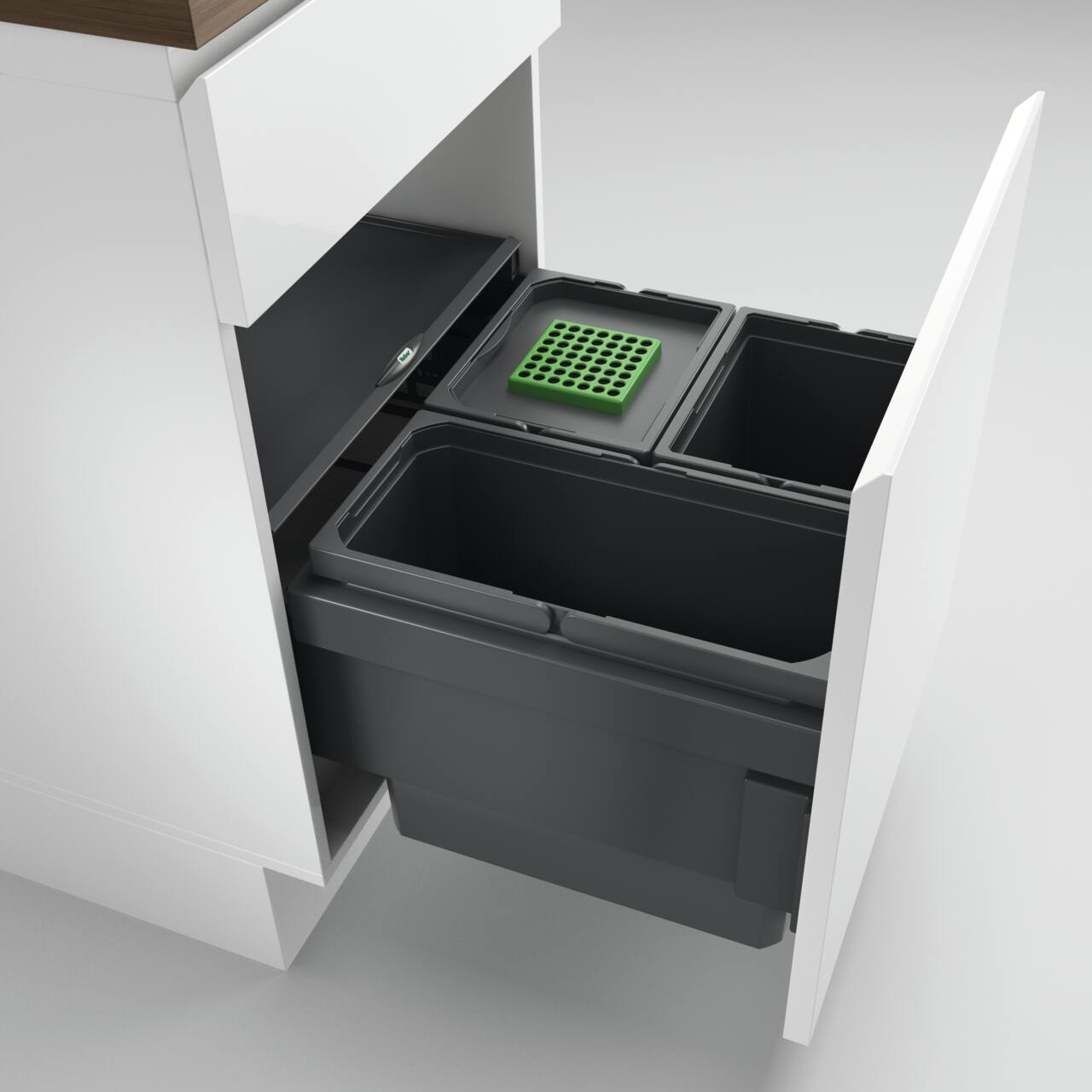 Naber Abfallsammler Cox Base 360 S/500-3 | 50 cm | Anthrazit | Mit Deckel | 3 Behälter