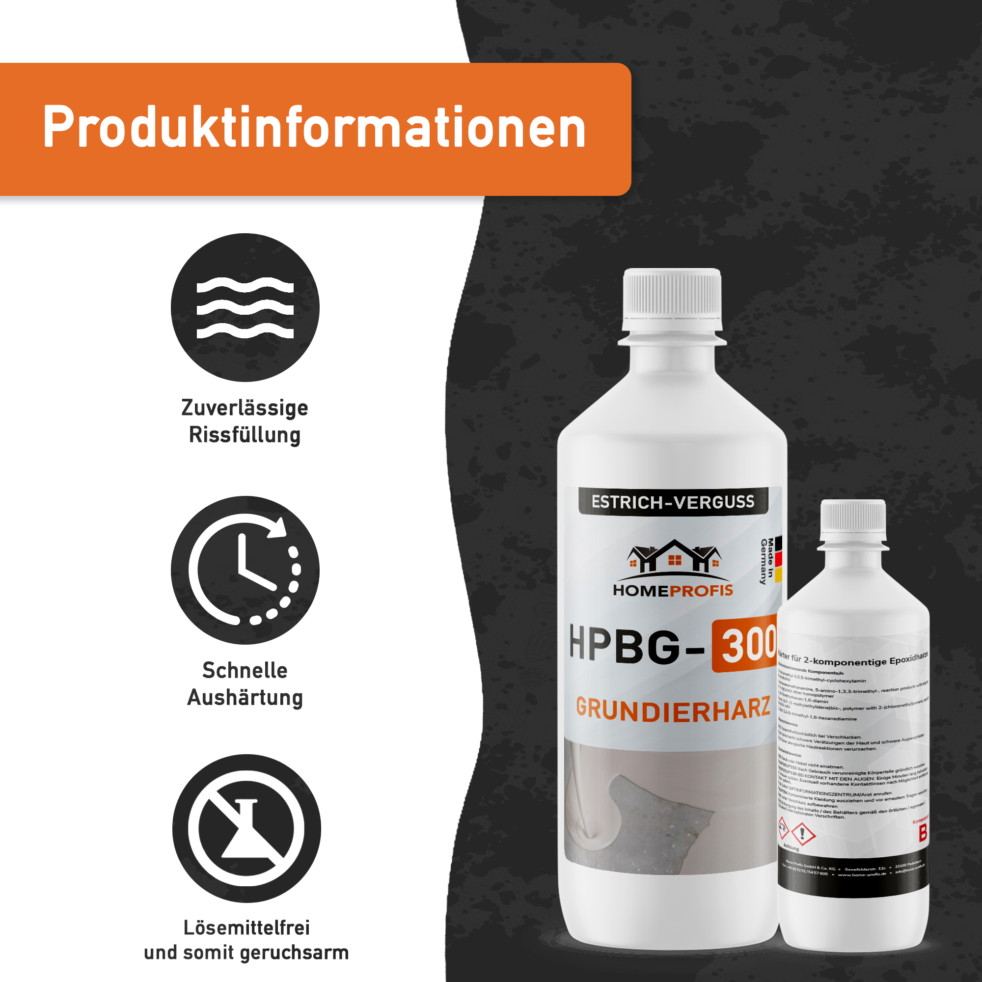 HPLH-100 Gießharz (15kg) zur Estrichreparatur (inkl. 200 Klammern & 15kg Quarzsand)