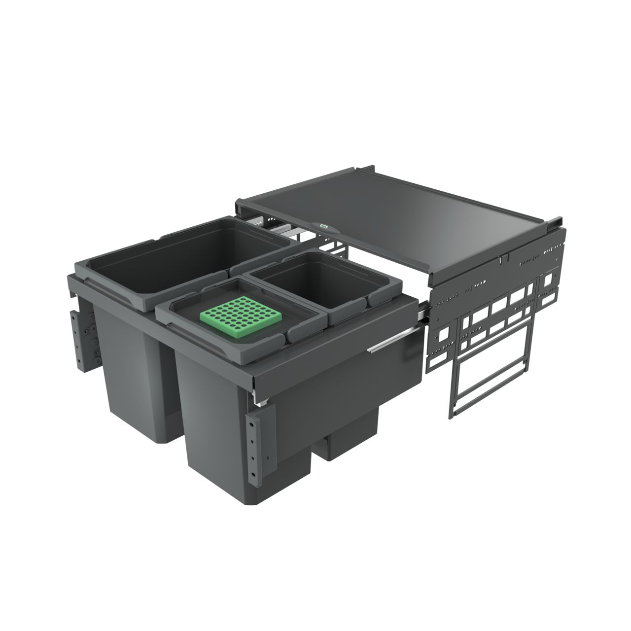 Naber Abfallsammler Cox Base 360 S/600-3 | 60 cm | Anthrazit | Mit Deckel | 3 Behälter