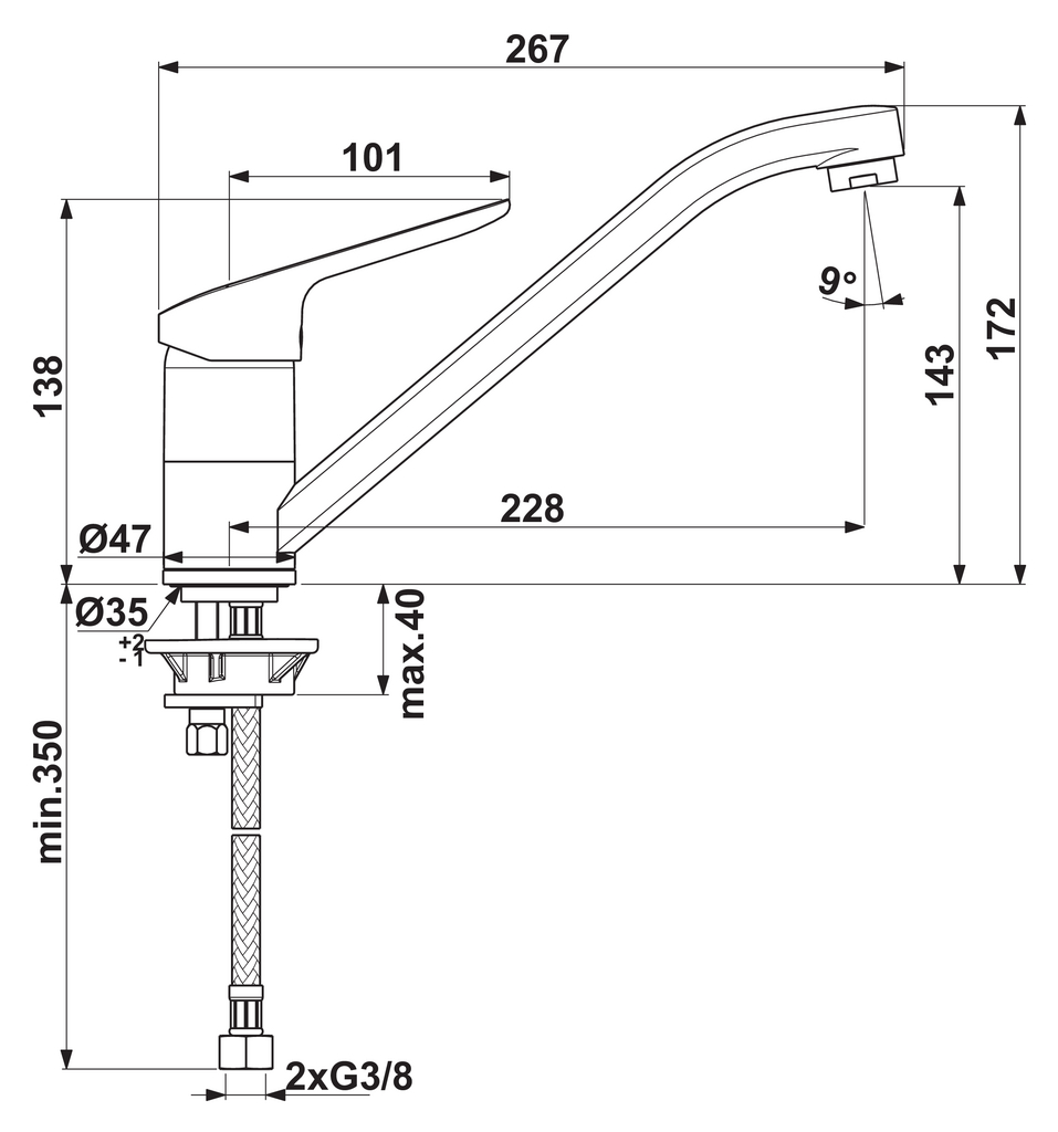 Ideal Standard Ceraflex 1 | Küchenarmatur | Hochdruck | Chrom (5024160)