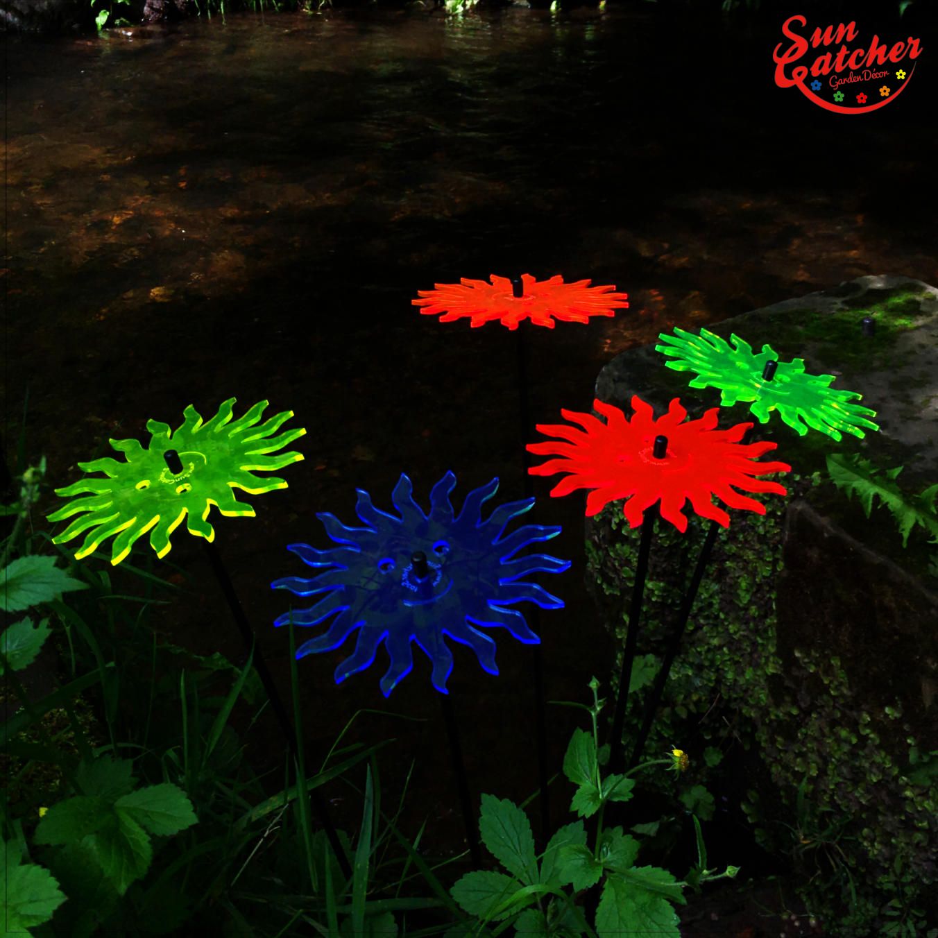 5x SunCatcher Smiling Sun (Bunt) große Sonnenfänger H75cm Ø15cm