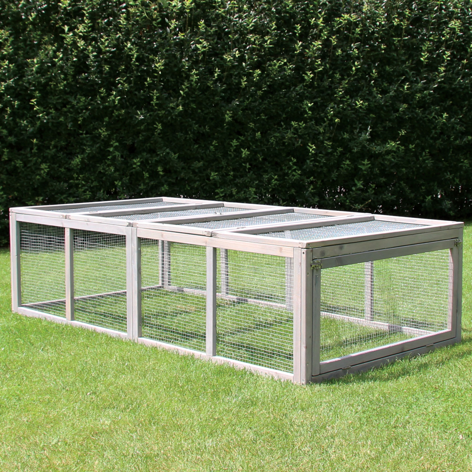 Auslauf für Kaninchen, Hasen, Meerschweinchen und Kleintiere in Hellgrau