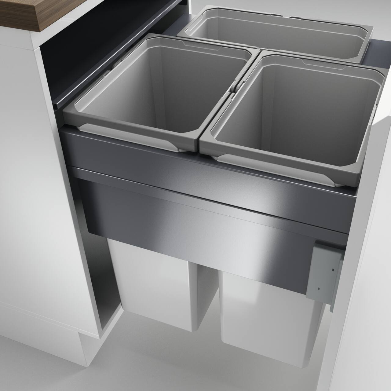 Naber Abfallsammler Cox Clan 580/600-3 | 60 cm | Hellgrau | Mit Deckel | 3 Behälter