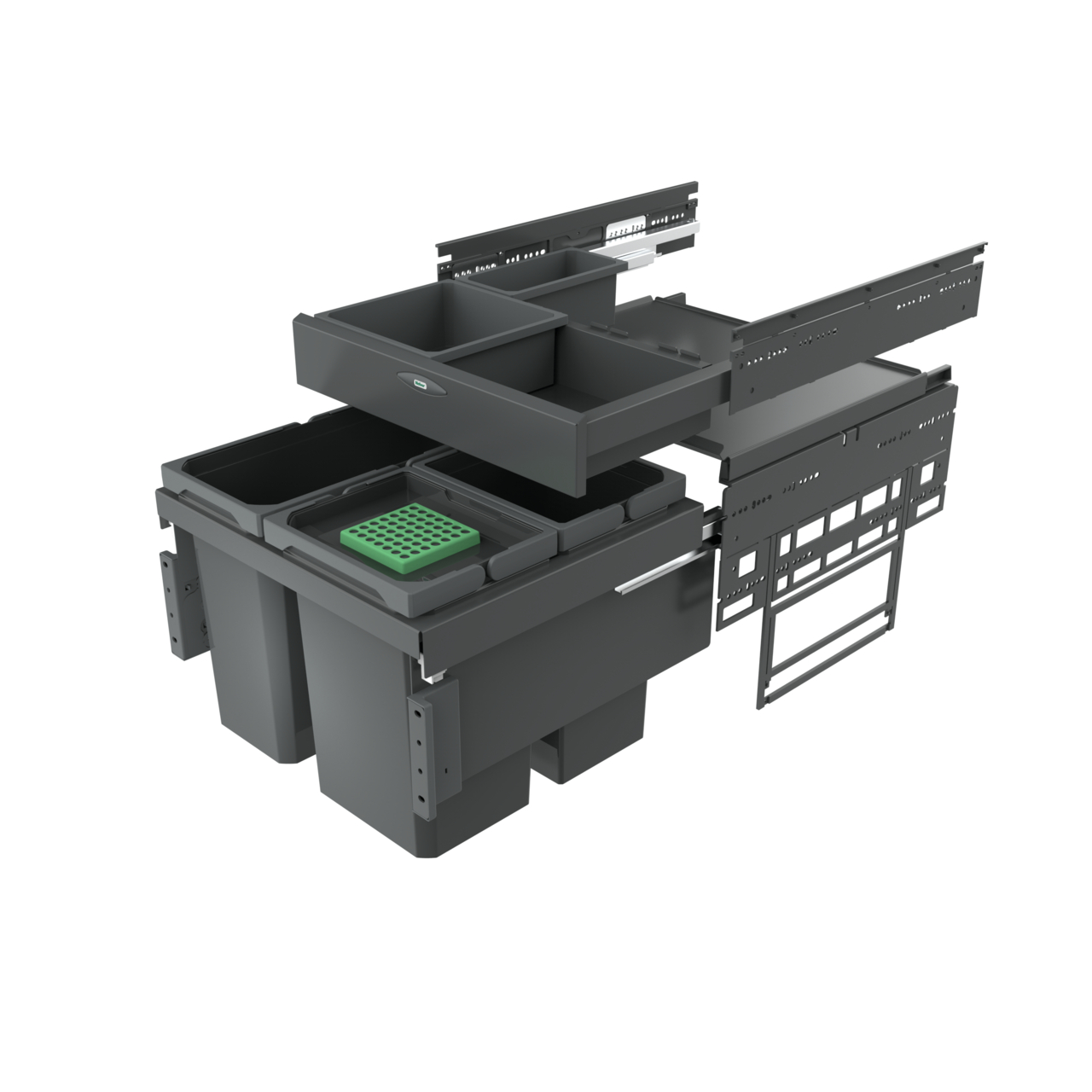 Naber Abfallsammler Cox Base 360 S/500-3 mit Base-Board | 50 cm | Anthrazit | Mit Deckel | 2 Behälter