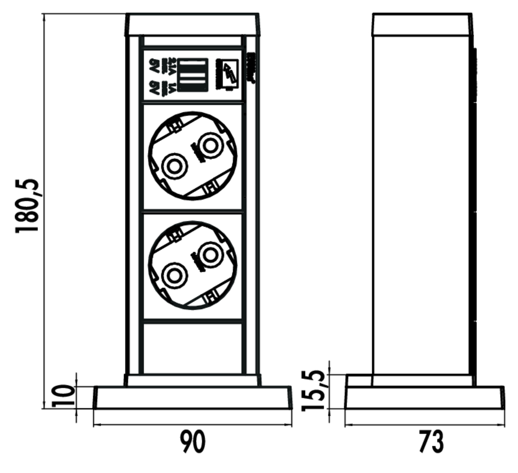 Naber Evoline UP | 4-fach Wand-Steckdose | Edelstahl | USB (8031112)