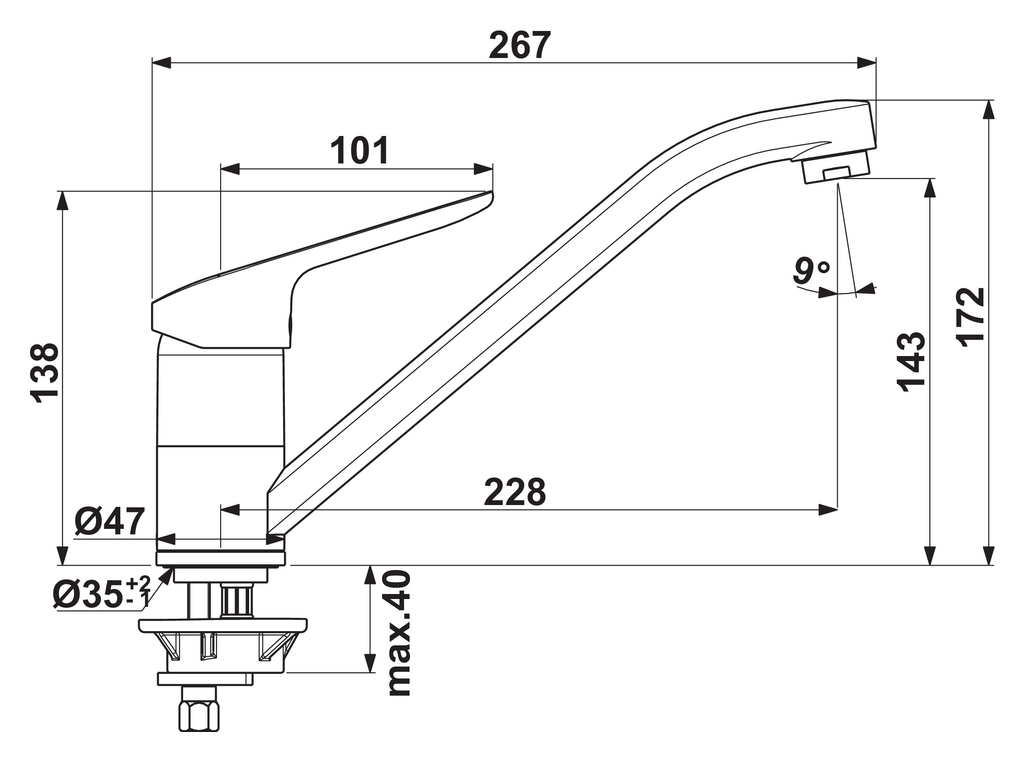 Ideal Standard Ceraflex 1 | Küchenarmatur | Hochdruck | Chrom (5024160)